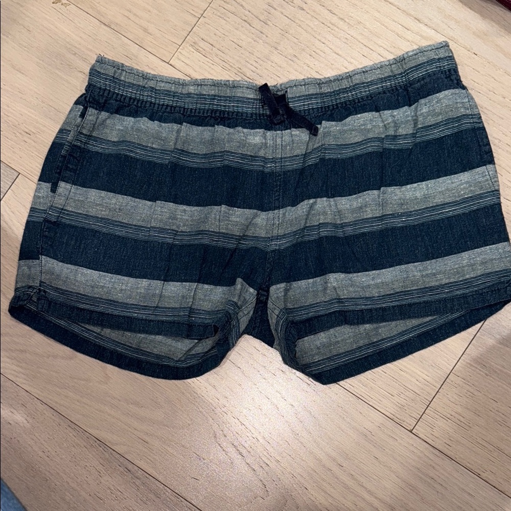 Patagonia Men's Striped Athletic Shorts - Black and Gray